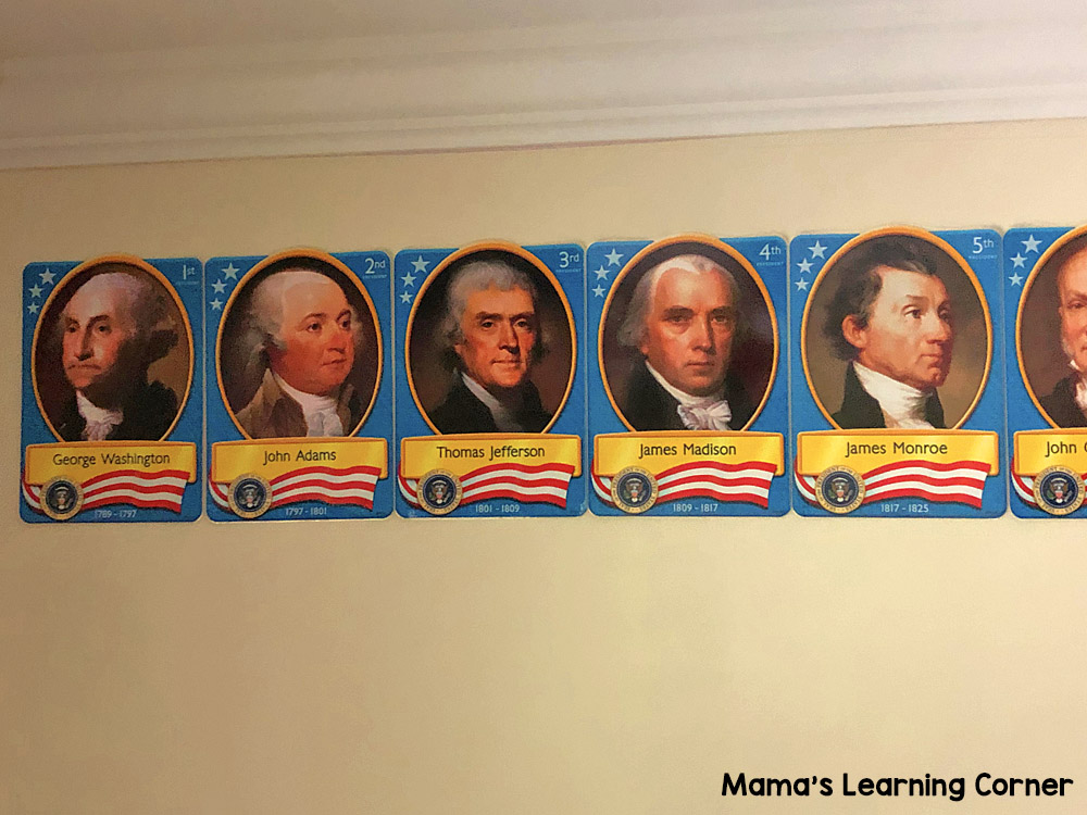 US Presidents Homeschool Wall