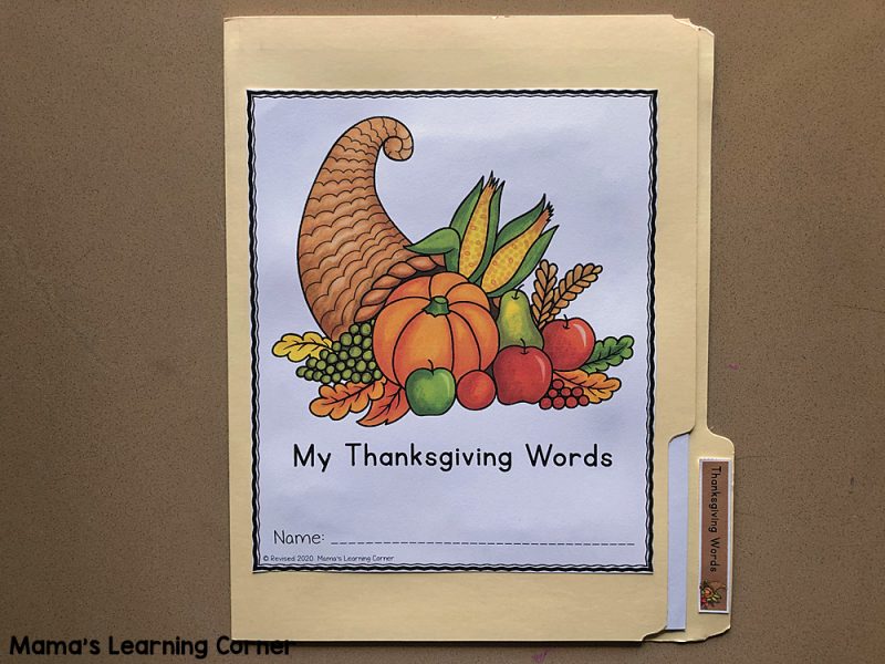 Thanksgiving Word Wall with File Folder Activities Mamas Learning Corner