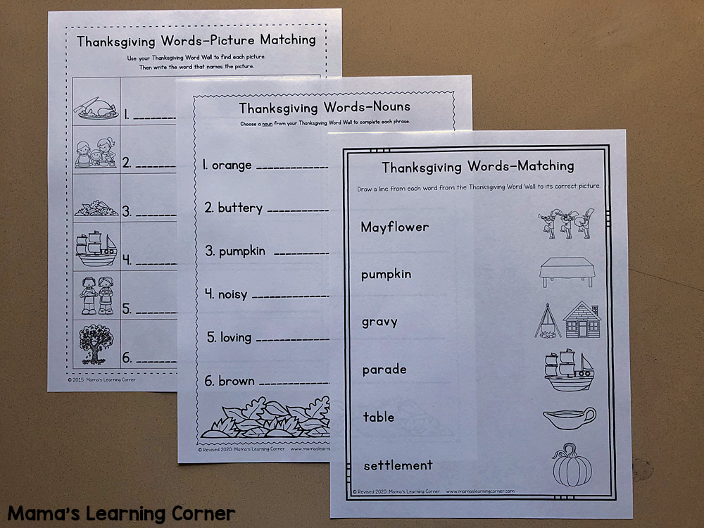Thanksgiving File Folder Word Wall 5