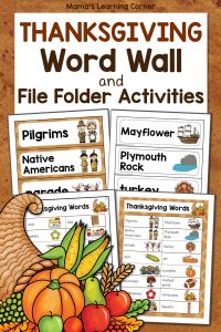 Thanksgiving File Folder Word Wall Activities
