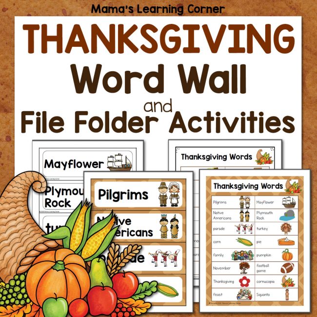 Thanksgiving File Folder Word Wall Activities - Mamas Learning Corner Thanksgiving File Folder Word Wall Activities