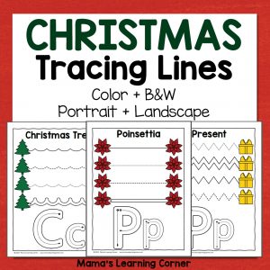 Christmas Tracing Lines Worksheets