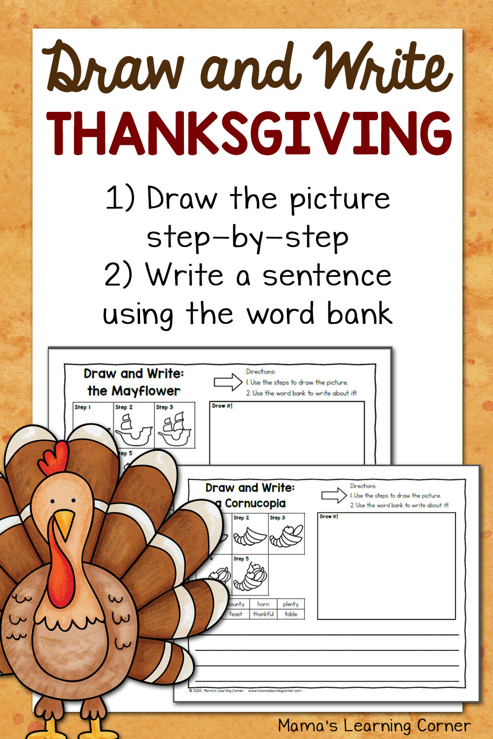 Thanksgiving Directed Draw And Write Worksheets Mamas Learning Corner