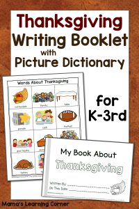 Thanksgiving Writing Booklet with Picture Dictionary
