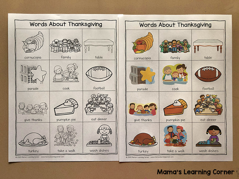 Thanksgiving Writing Booklet with Picture Dictionary 3