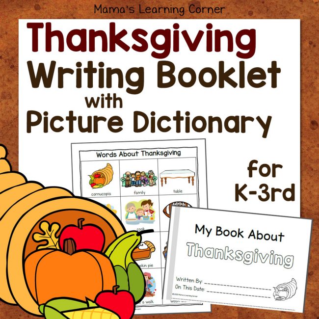 Thanksgiving Writing Booklet with Picture Dictionary - Mamas Learning Corner Thanksgiving Writing Booklet with Picture Dictionary
