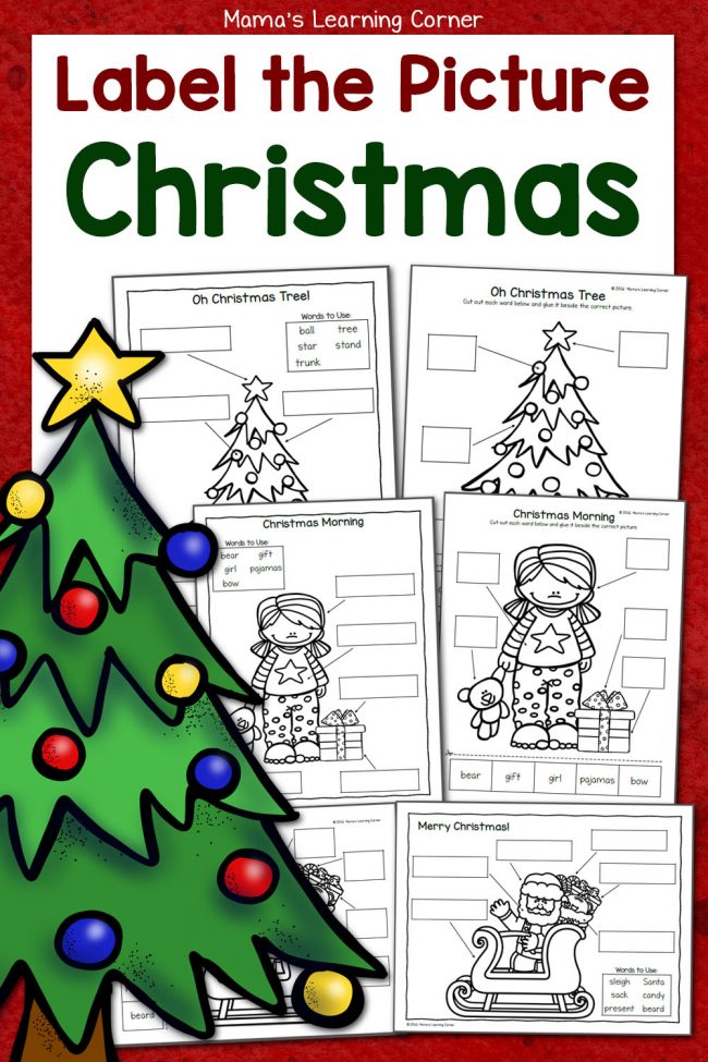 Christmas Label the Picture Worksheets