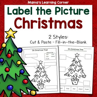 Christmas Label the Picture Worksheets