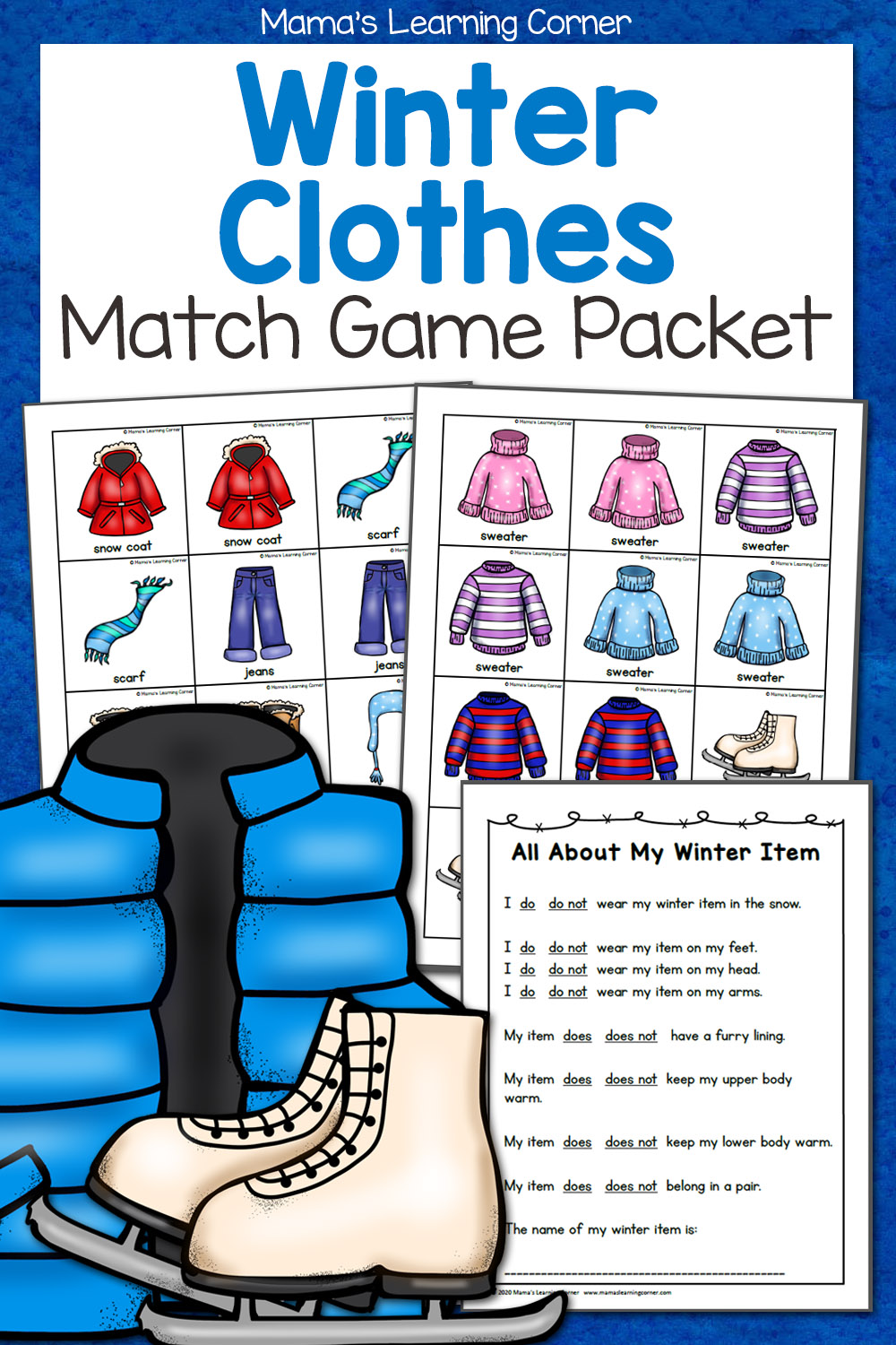 Winter Clothes Match Game Packet Mamas Learning Corner