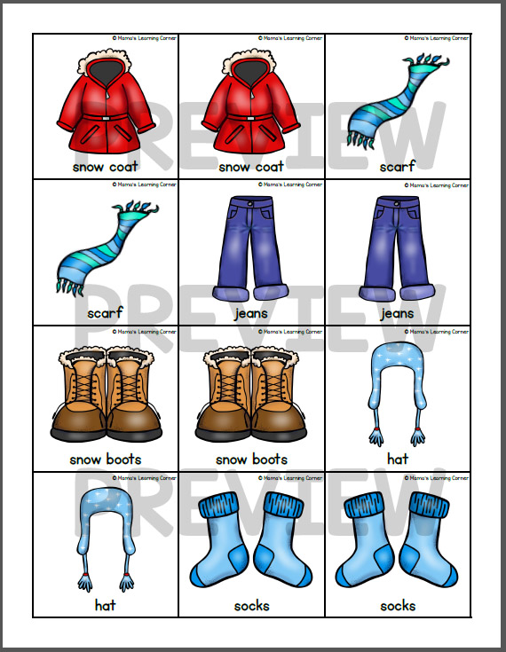 Winter Clothes Match Game Packet Mamas Learning Corner winter-clothes-match-game-packet-mamas-learning-corner