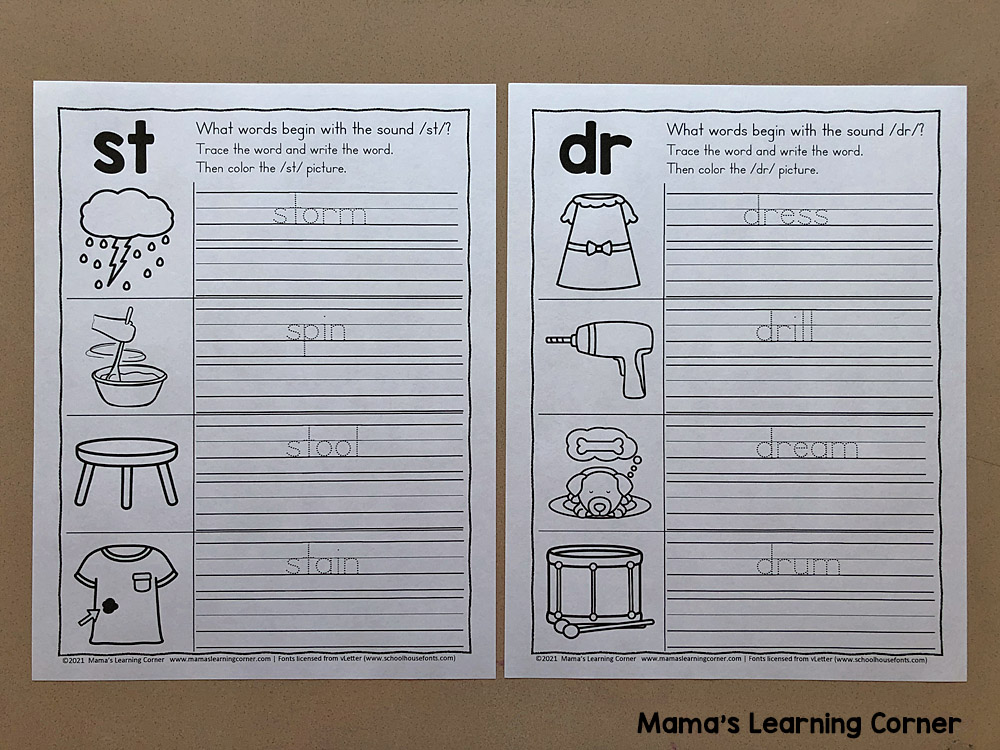 blends writing practice worksheets mamas learning corner