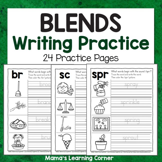 Blends Writing Practice Worksheets - Mamas Learning Corner Blends Writing Practice Worksheets