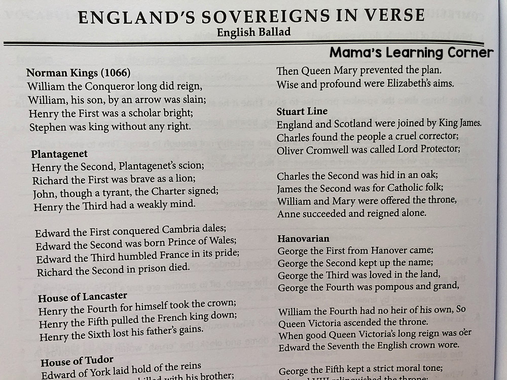 Memorize England's Sovereigns in Verse Poem