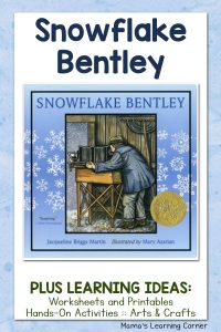 Snowflake Bentley Children's Book with Learning Ideas