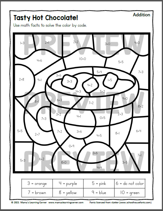 Addition Color by Number Worksheets - Free Printable