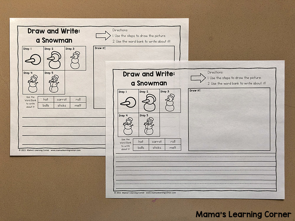 Winter Directed Draw and Write Worksheets 2 - Mamas Learning Corner Winter Directed Draw and Write Worksheets 2