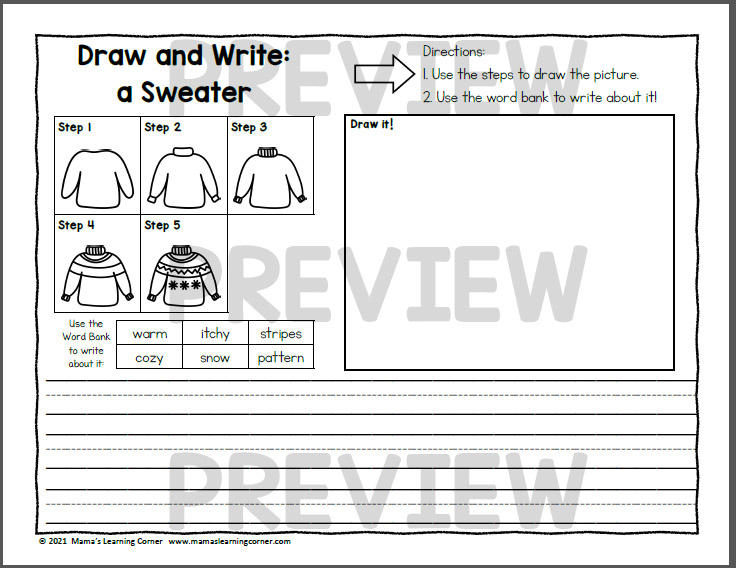 Winter Directed Draw and Write Worksheets
