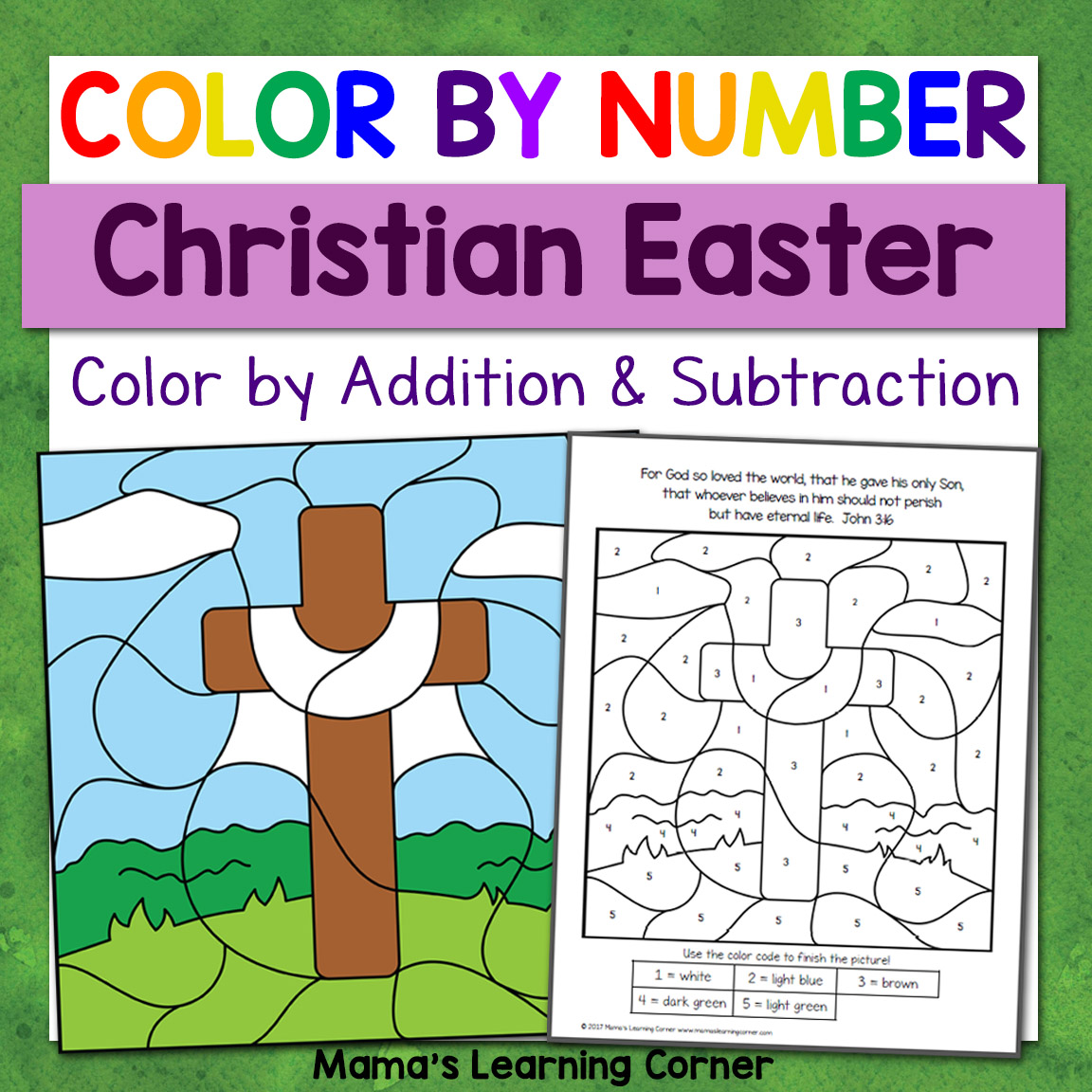 Christian Easter Color By Number Worksheets