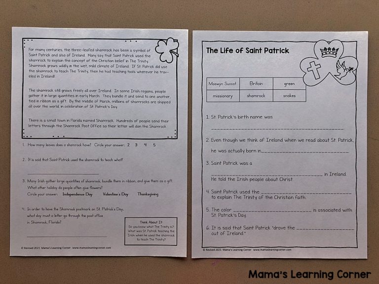 Saint Patrick Worksheets for 2nd-4th Graders - Mamas Learning Corner