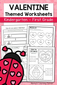 Valentine Worksheets for K and 1st