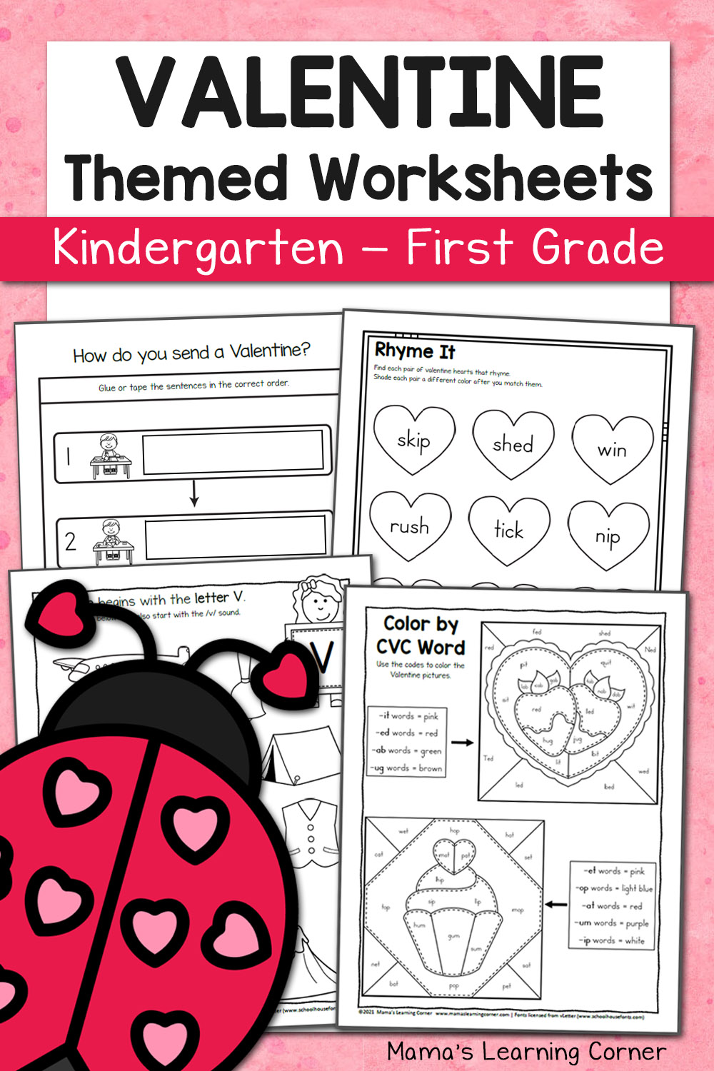 Valentine Worksheets For Kindergarten And First Grade Mamas Learning Corner