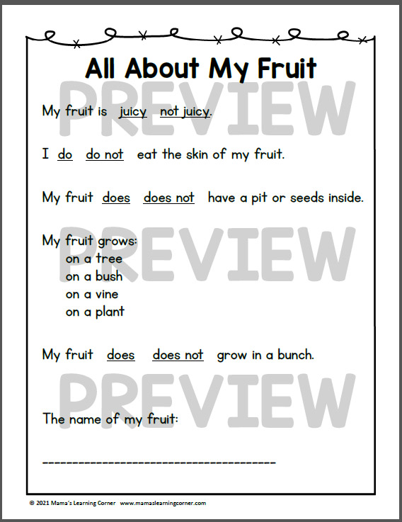 Fruit Match Game Packet