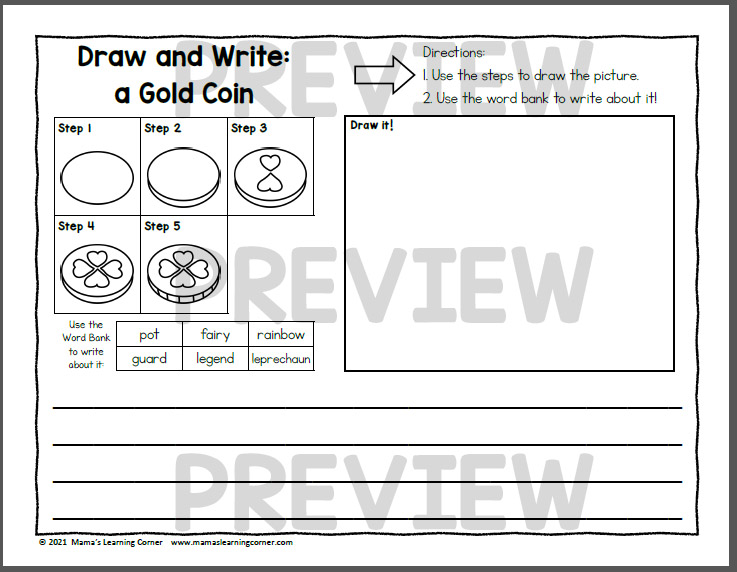 St. Patrick's Day Directed Draw and Write Worksheets