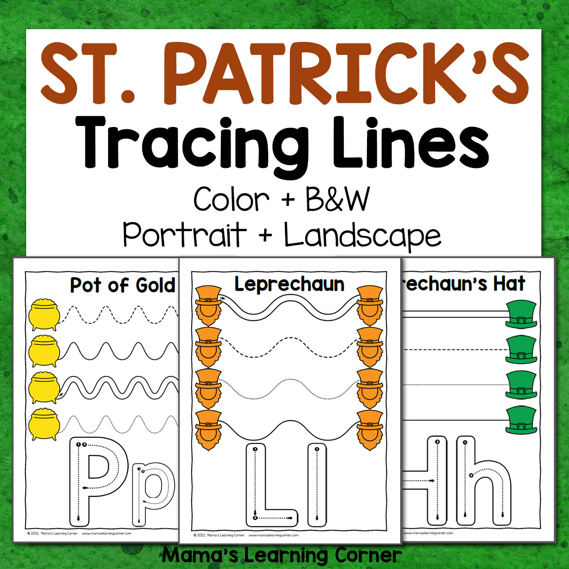 St. Patrick's Day Tracing Worksheets for Preschool
