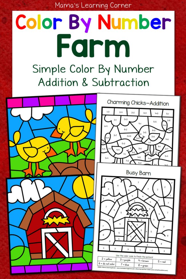 Farm Color By Number Worksheets