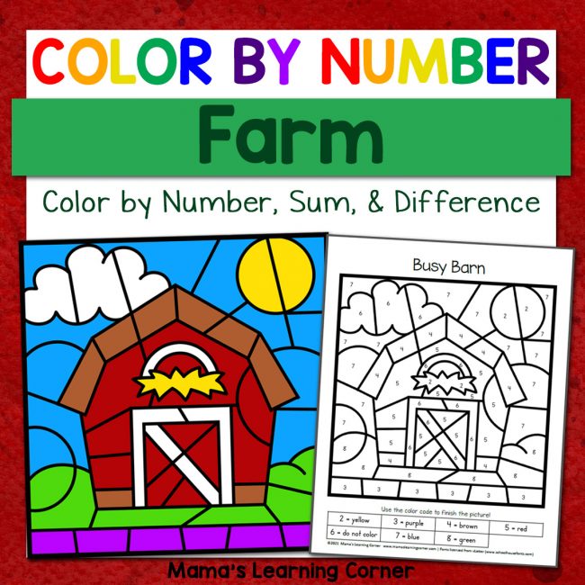 Farm Color By Number Worksheets