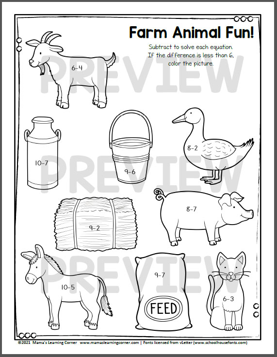 Farm Worksheets for Kindergarten and First Grade - Mamas Learning Corner