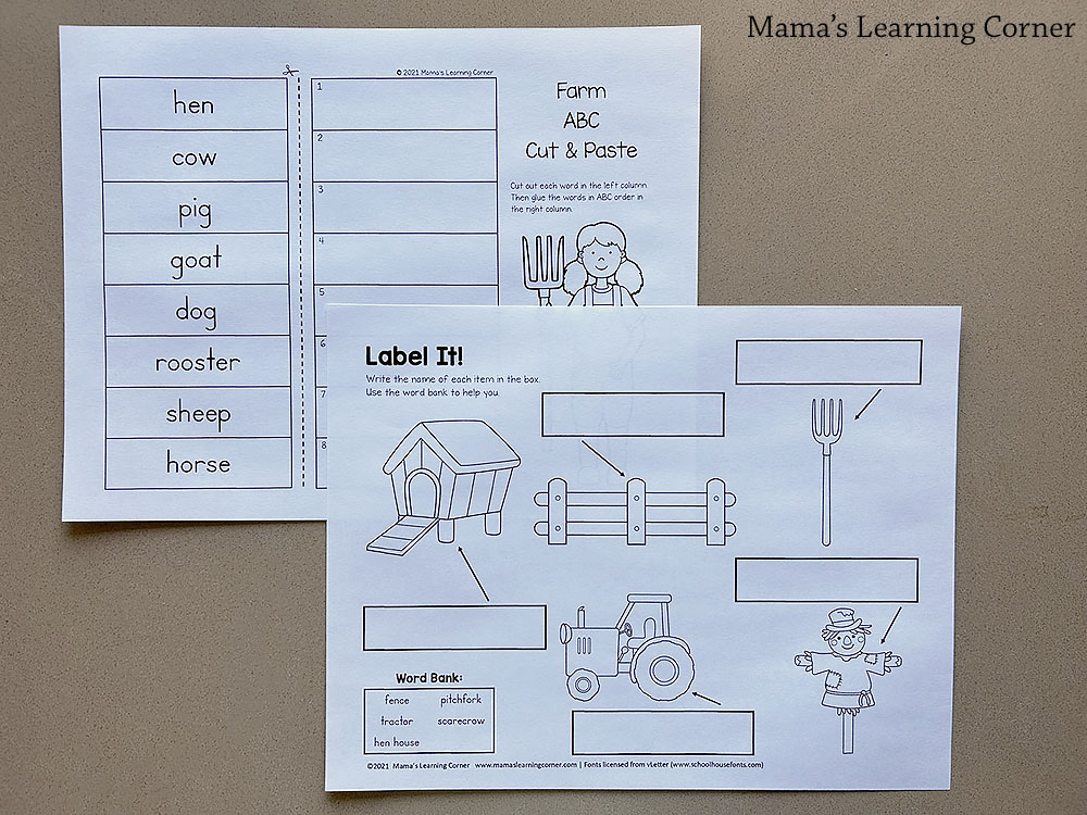 Farm Worksheets for Kindergarten and 1st Grade