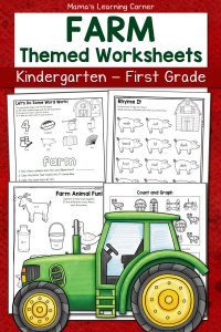 Farm Worksheets for Kindergarten and First Grade