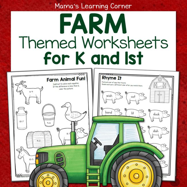Farm Worksheets for Kindergarten and First Grade - Mamas Learning Corner Farm Worksheets for Kindergarten and First Grade