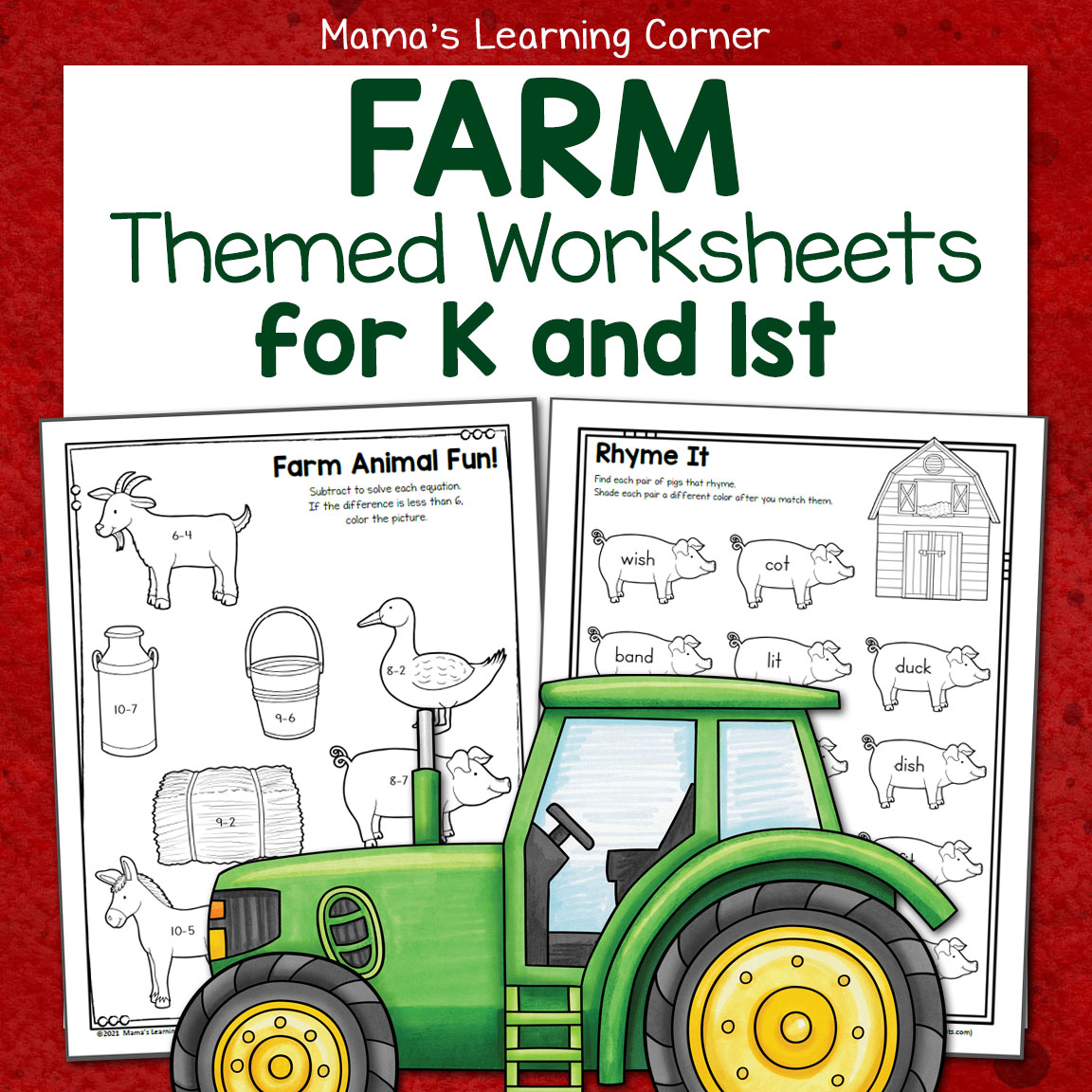 Farm Worksheets for Kindergarten and First Grade