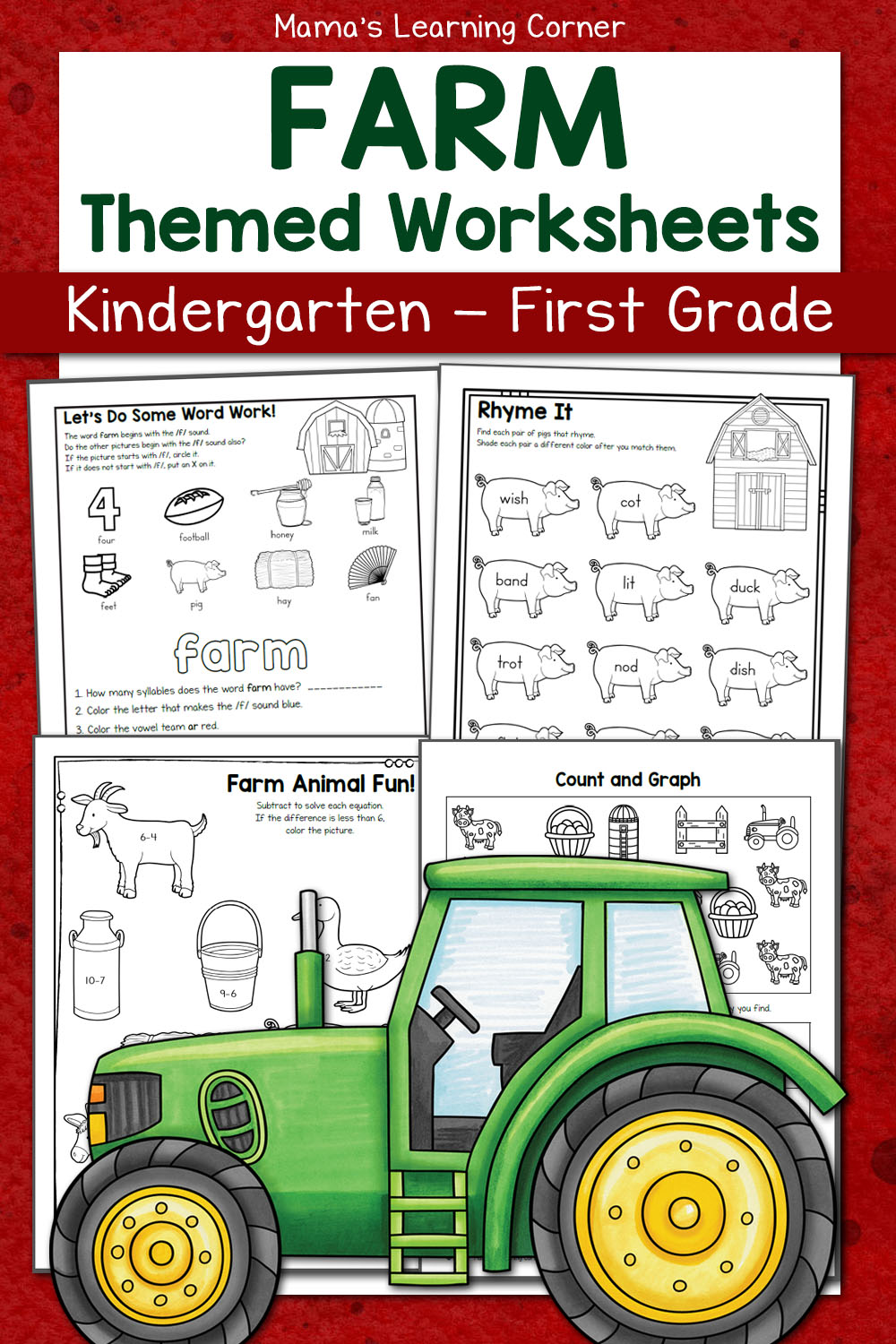 Farm Worksheets for Kindergarten and First Grade - Mamas Learning Corner