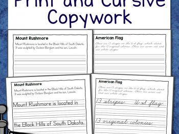 US Symbols Fact Pack Copywork Print and Cursive