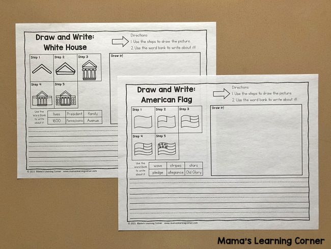Patriotic Directed Draw and Write Worksheet