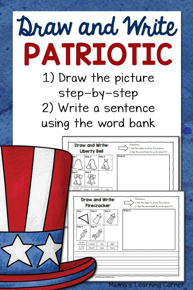 Patriotic Directed Draw and Write Worksheets - Mamas Learning Corner Patriotic Directed Draw and Write Worksheets