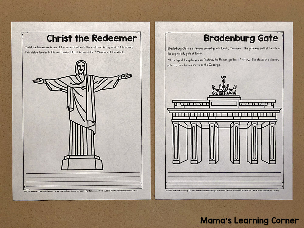 World Landmark Coloring Pages Christ the Redeemer