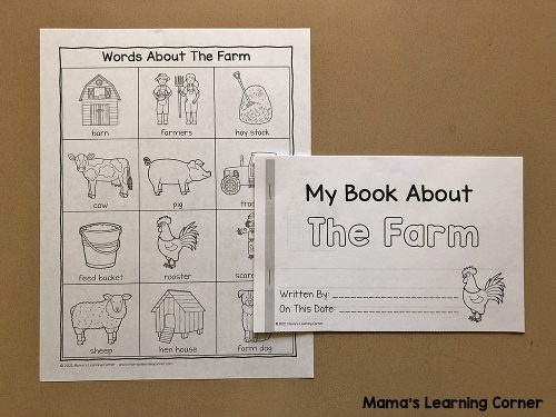 Farm Writing Booklet with Picture Dictionary - Mamas Learning Corner