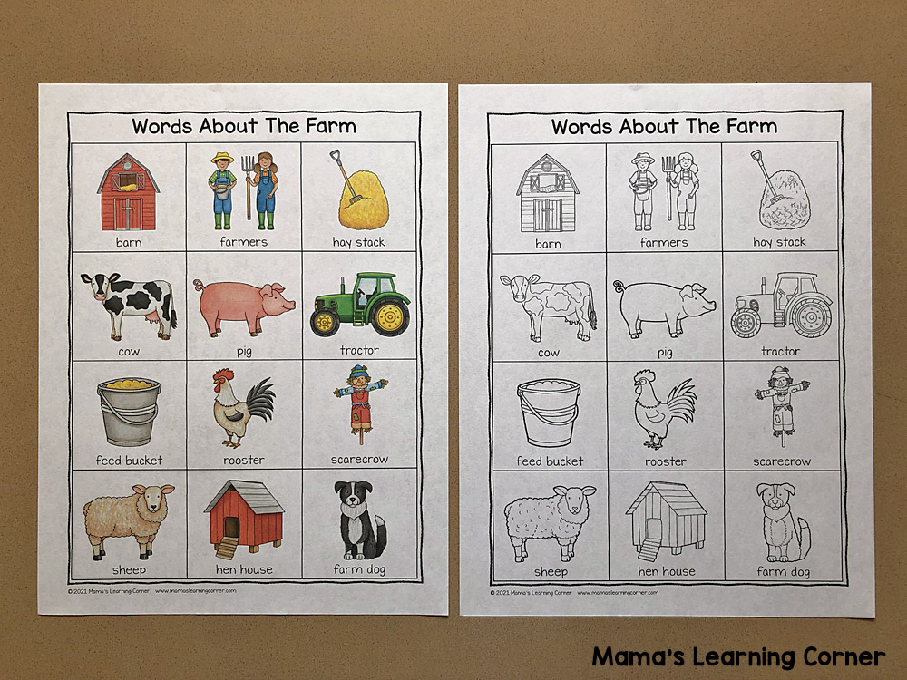 Farm Writing Booklet with Picture Dictionary