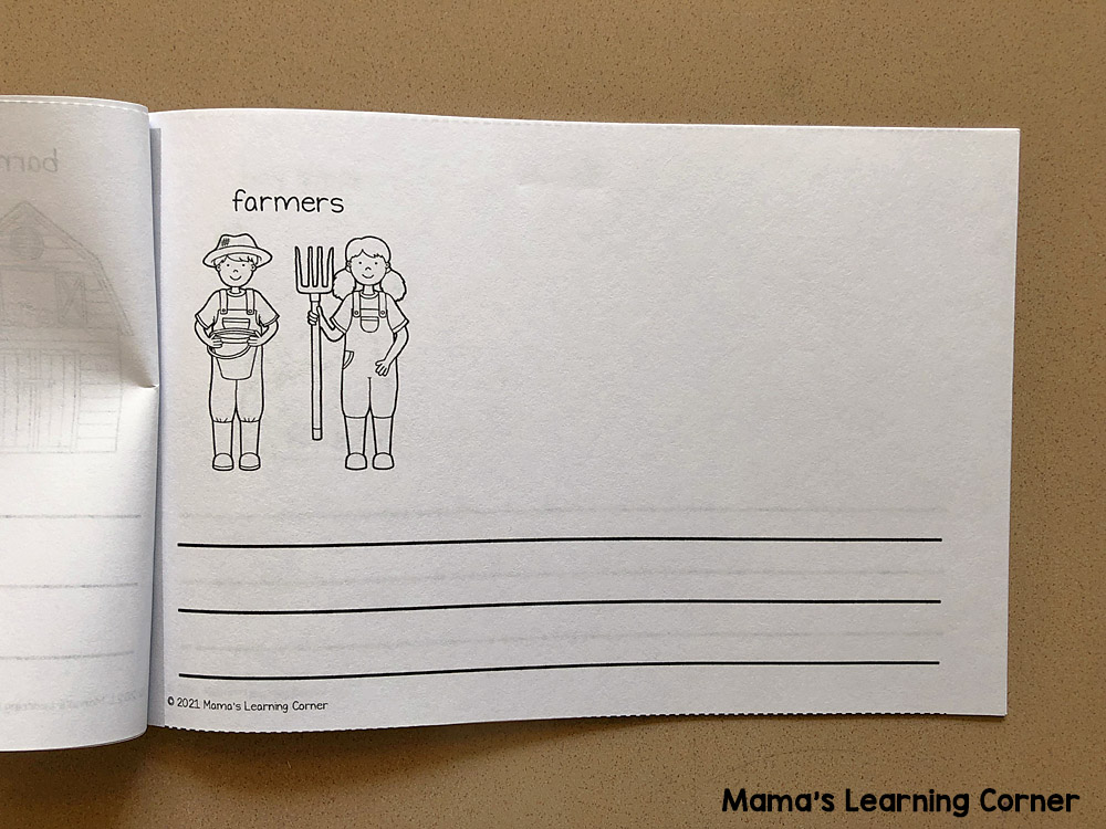 Farm Writing Booklet with Picture Dictionary