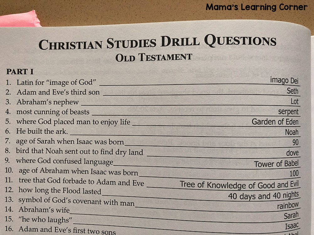 Memoria Press Christian Studies Drill Questions