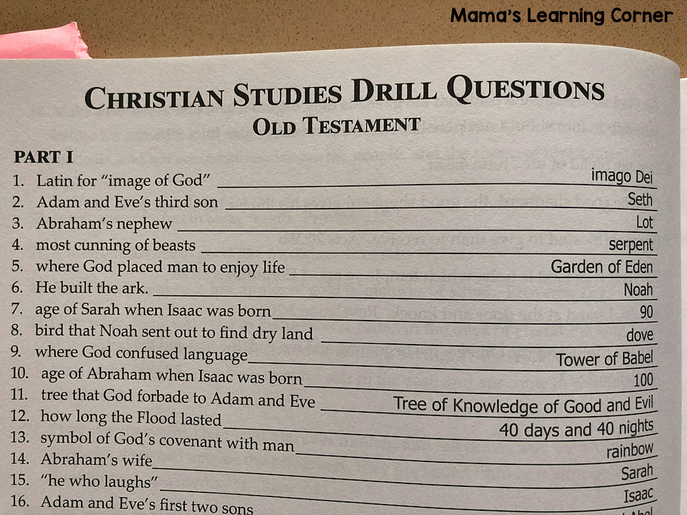 Memoria Press Christian Studies Drill Questions - Mamas Learning Corner Memoria Press Christian Studies Drill Questions