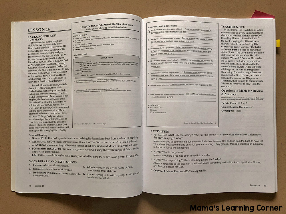 Memoria Press Christian Studies Lesson 14 Teachers Guide - Mamas Learning Corner Memoria Press Christian Studies Lesson 14 Teachers Guide