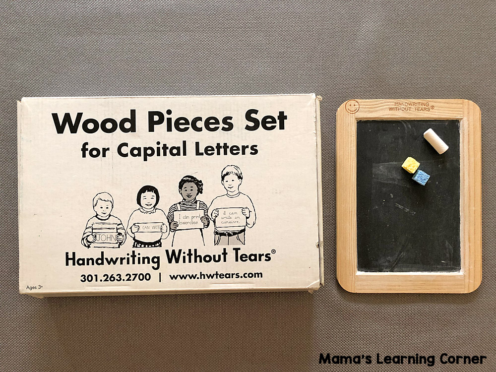 Jr Kindergarten Homeschool Curriculum Handwriting Without Tears Chalk Slate and Wood Blocks