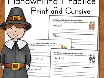 Pilgrims at Plymouth Handwriting Practice