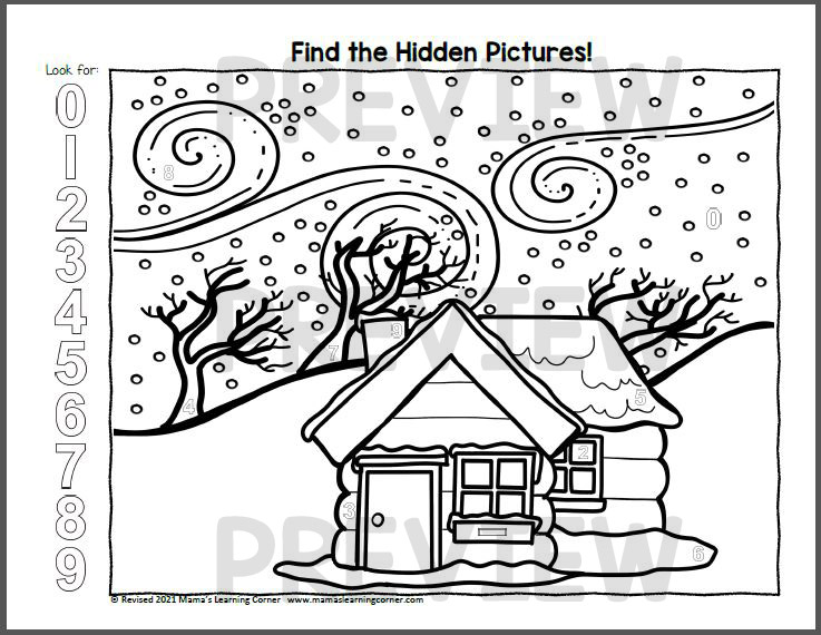Winter Hidden Picture Worksheet
