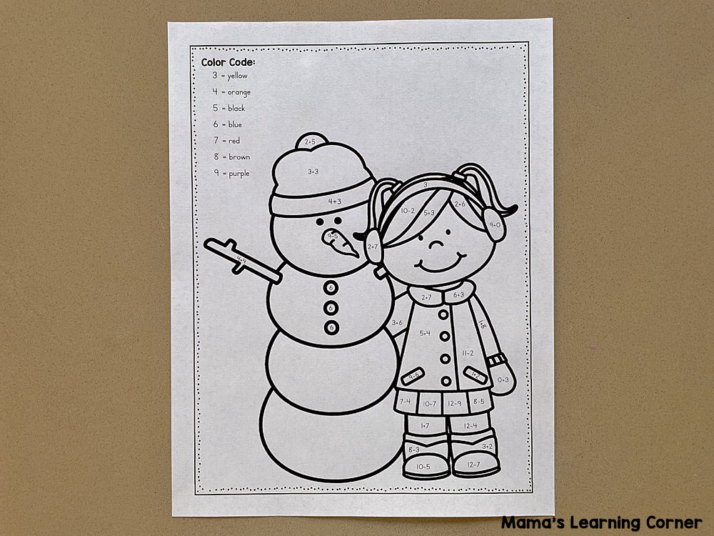 Color By Number Worksheets January 
